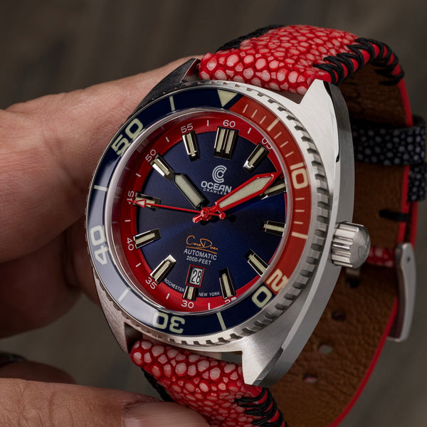 Core Diver 2024 - Blue/Red - Sample - New – Ocean Crawler Watch Co.