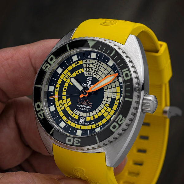 Ocean Crawler Decompression Timer - Yellow - 2 Rubber Straps