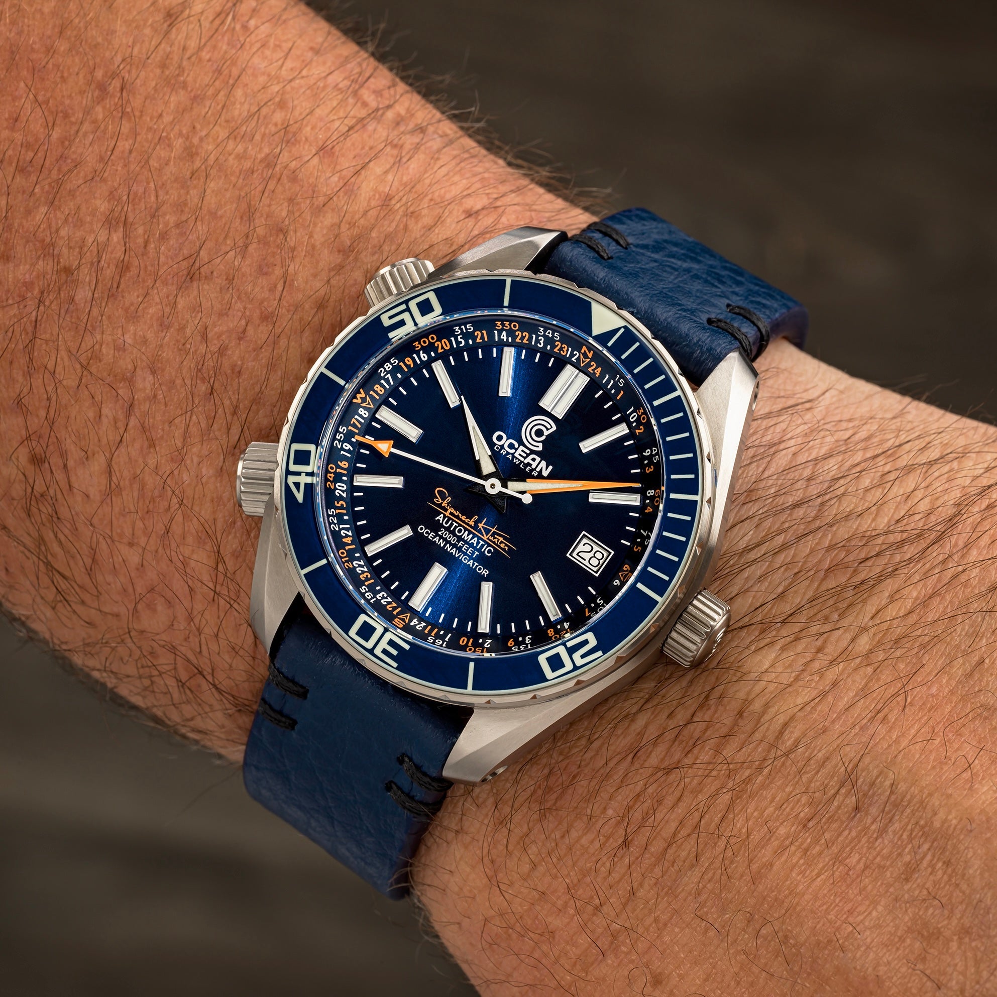 Ocean Crawler Ocean Navigator - Blue V3 - Titanium - Ocean Crawler Watch Co.