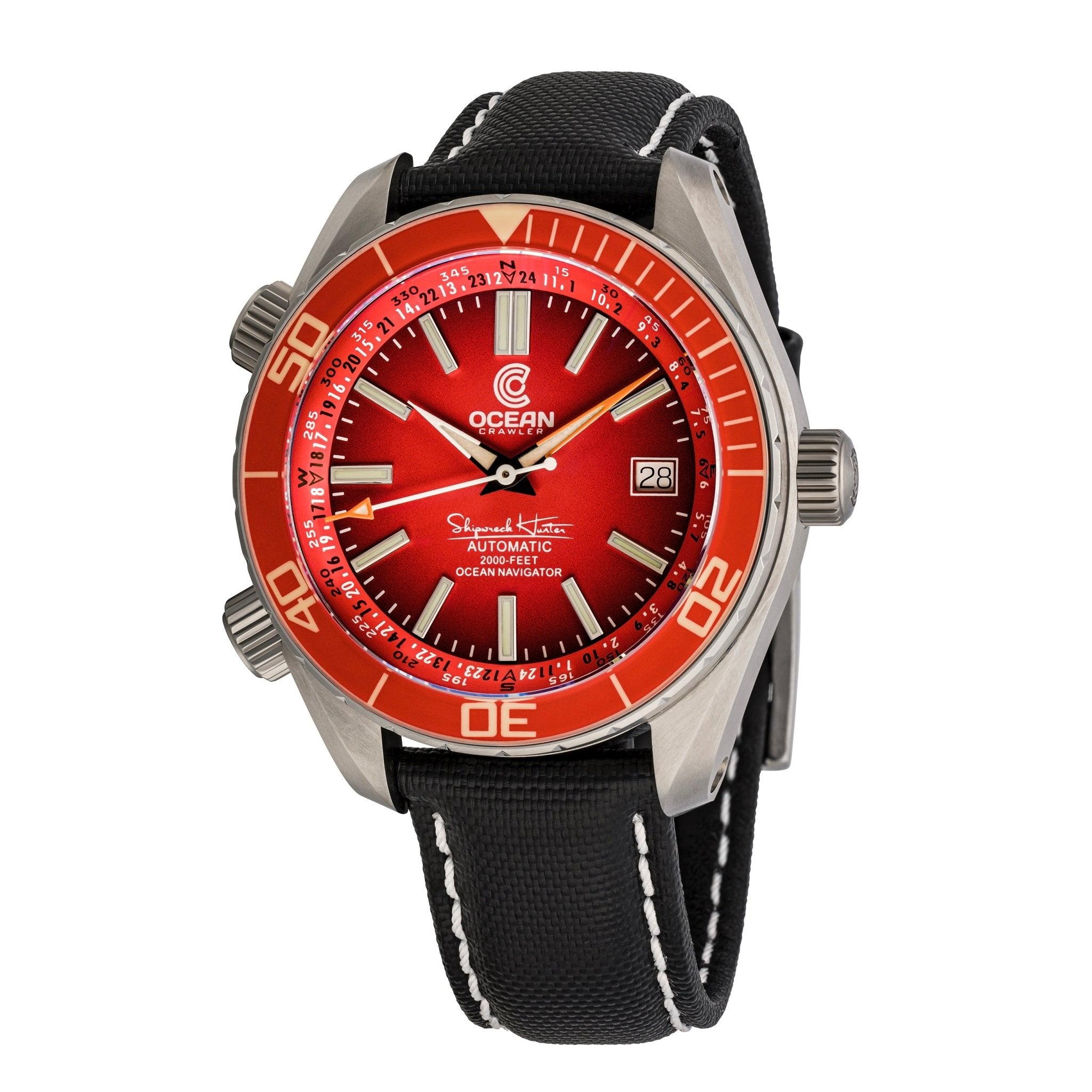 Ocean Crawler Ocean Navigator - Red V3 - Titanium - Ocean Crawler Watch Co.