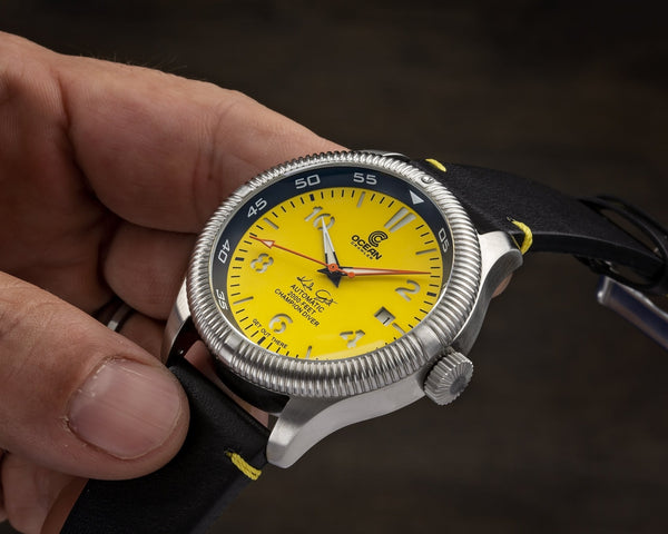 Black Leather And Yellow Stitching Strap - 22mm – Ocean