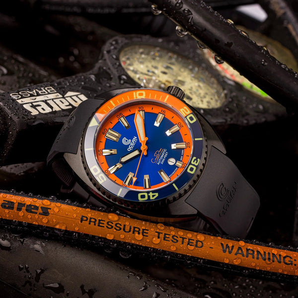 Ocean Crawler Core Diver - Blue/Orange DLC – Ocean Crawler Watch Co.