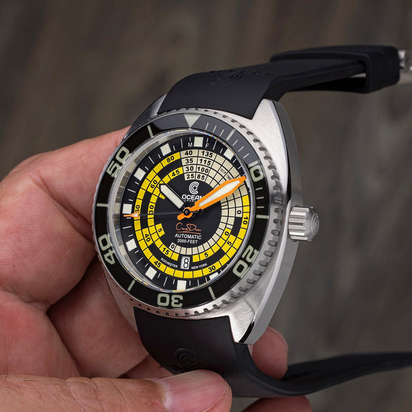 Ocean Crawler Decompression Timer - Yellow - 2 Rubber Straps