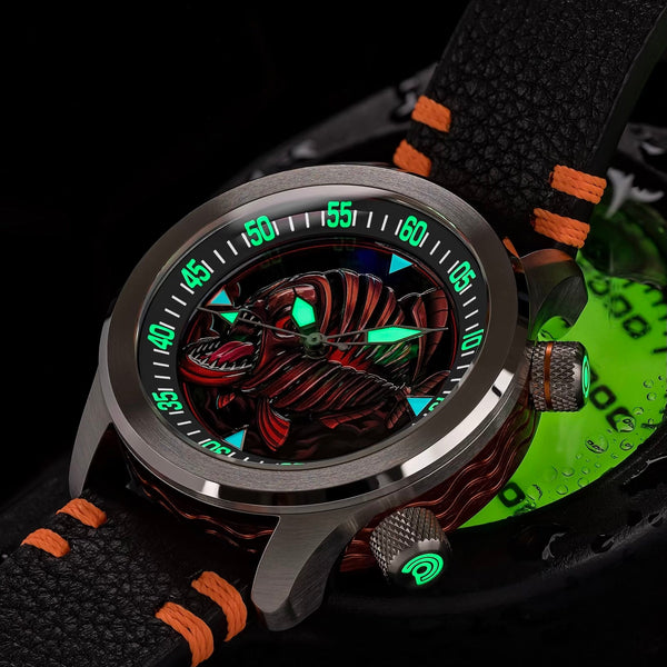Ocean Crawler Piranha - Orange - Black Inner Bezel – Ocean Crawler