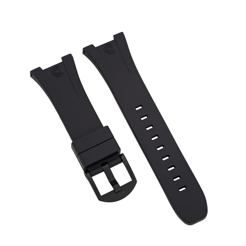 Black Integrated Rubber Strap for Bolt - DLC Buckle - Ocean Crawler Watch Co.