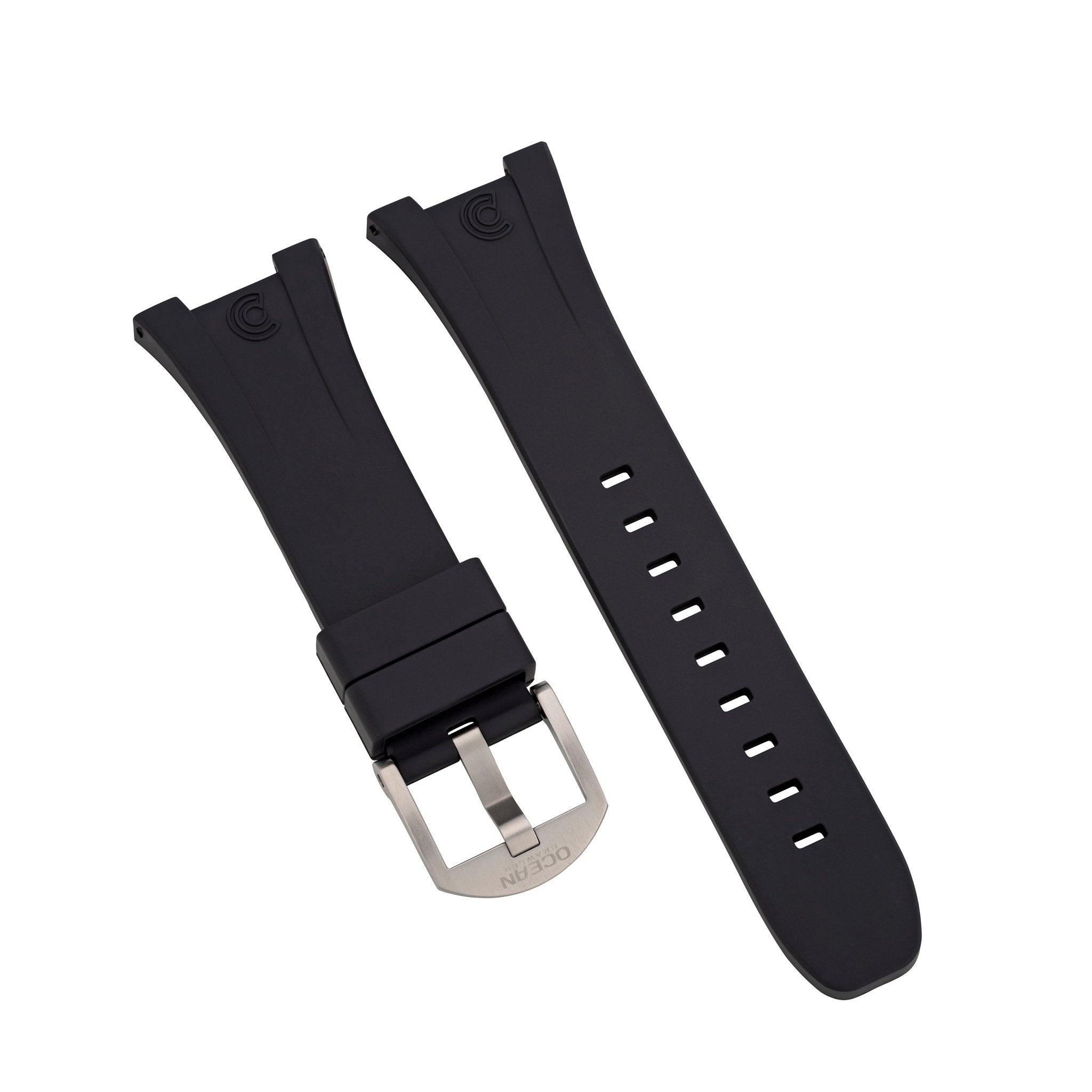 Black Integrated Rubber Strap for Bolt - SS Buckle - Ocean Crawler Watch Co.