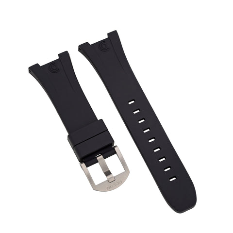 Black Integrated Rubber Strap for Bolt - SS Buckle - Ocean Crawler Watch Co.