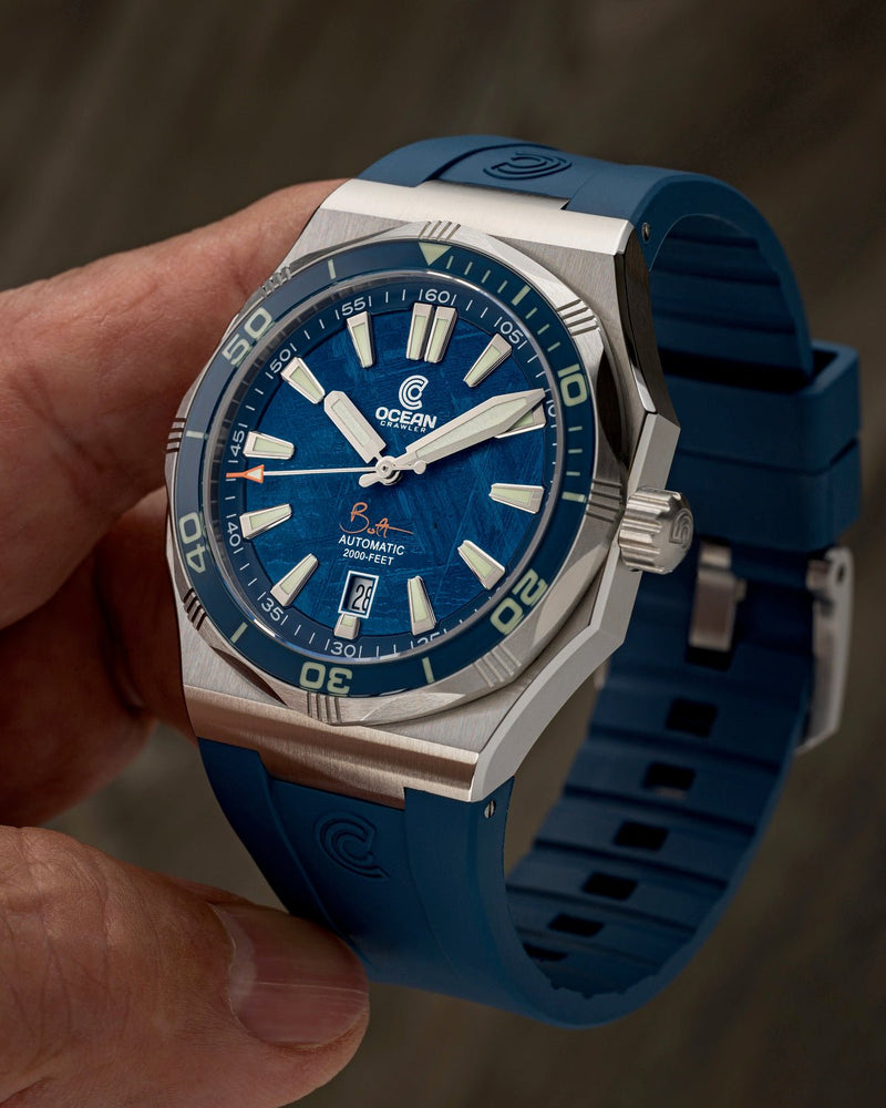 Blue Integrated Rubber Strap for Bolt - SS Buckle - Ocean Crawler Watch Co.