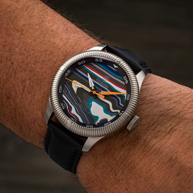 Champion Diver - Fordite - Unique Piece - Color Forge - Ocean Crawler Watch Co.