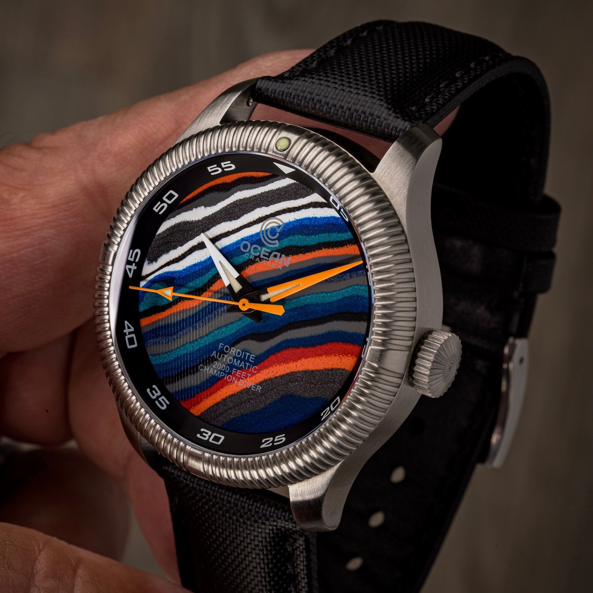 Champion Diver - Fordite - Unique Piece - Factory Phantom - Ocean Crawler Watch Co.