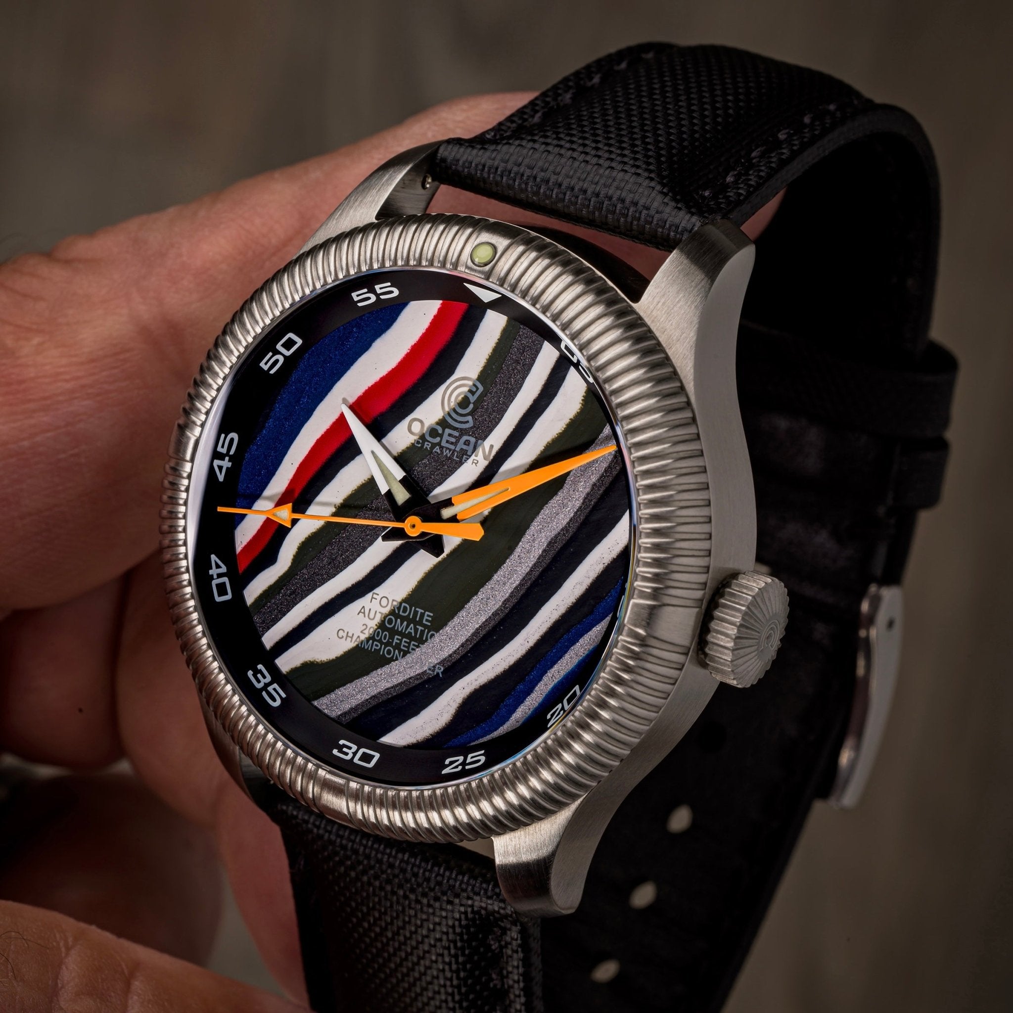 Champion Diver - Fordite - Unique Piece - Nitro Layers - Ocean Crawler Watch Co.