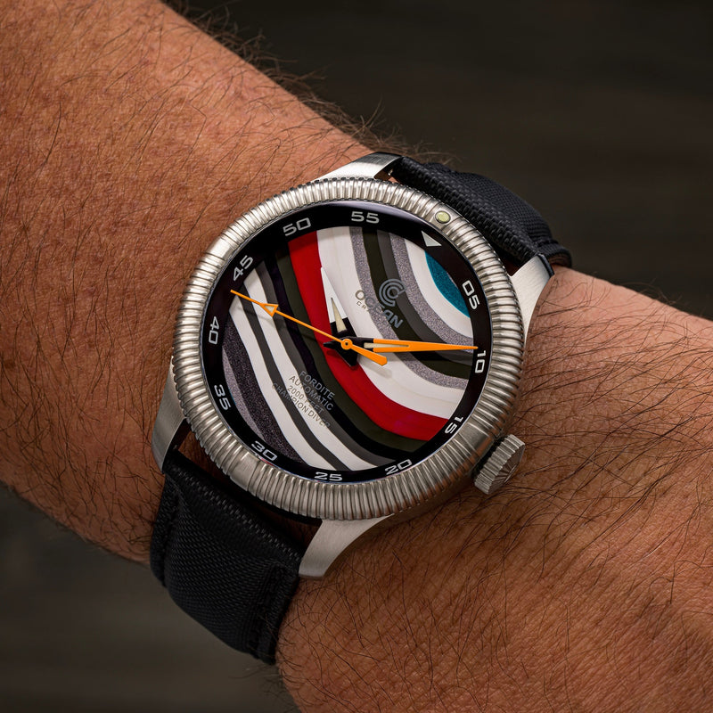Champion Diver - Fordite - Unique Piece - Revline Redline - Ocean Crawler Watch Co.