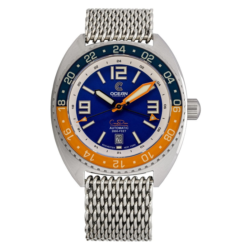 Core Diver GMT – Swiss Automatic - Blue/Orange - Ocean Crawler Watch Co.