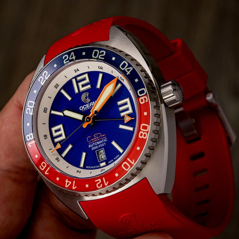 Core Diver GMT – Swiss Automatic - Red/Blue - Ocean Crawler Watch Co.
