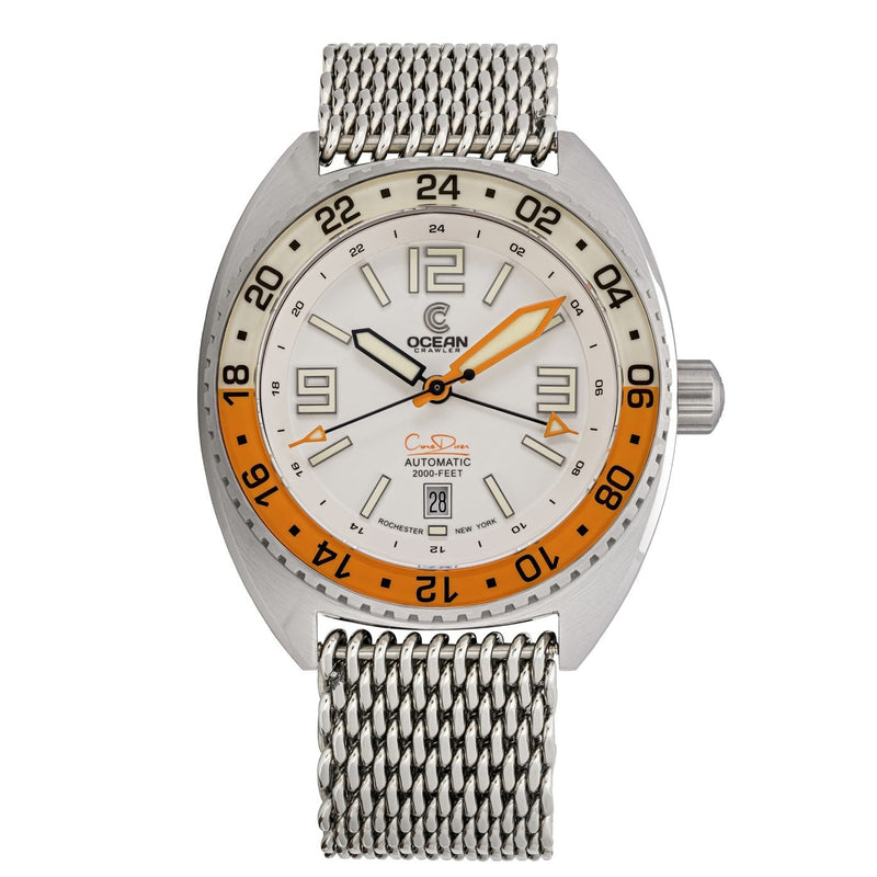 Core Diver GMT – Swiss Automatic - White/Orange - Ocean Crawler Watch Co.
