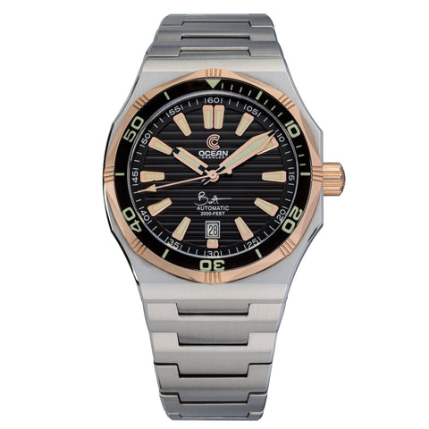 Ocean Crawler Bolt - Black - Solid 18K Red Gold Bezel - Preorder - Ocean Crawler Watch Co.