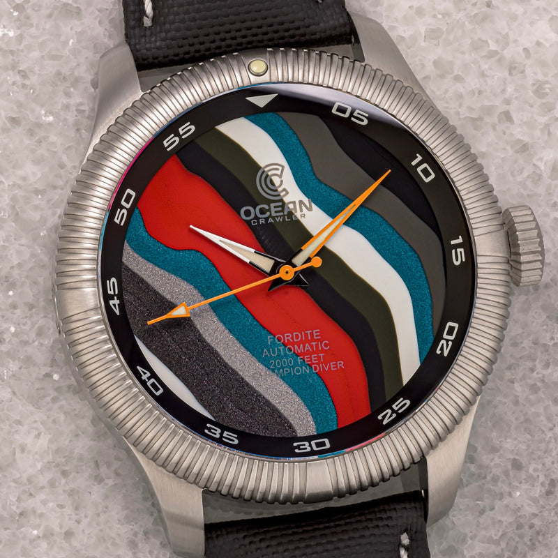 Ocean Crawler Champion Diver - Fordite - Unique Piece - Chassis Mirage - Ocean Crawler Watch Co.