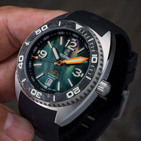 Ocean Crawler Core Diver - Black Mother of Pearl - Sample - Like New - Ocean Crawler Watch Co.