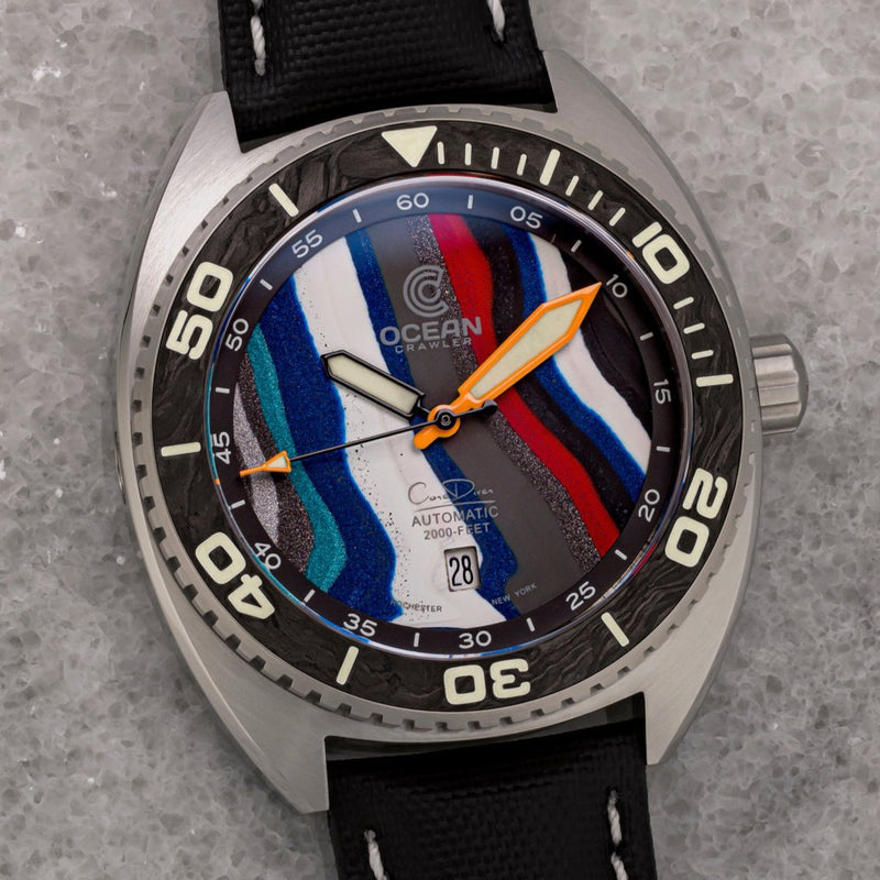 Ocean Crawler Core Diver - Fordite - Unique piece - Motor Forge - Ocean Crawler Watch Co.