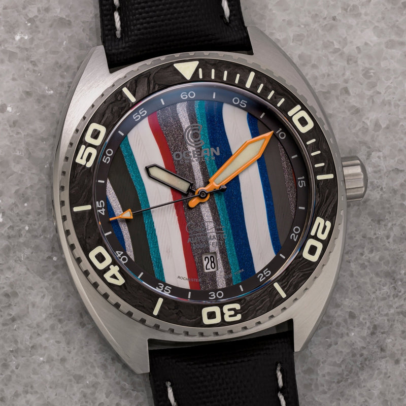Ocean Crawler Core Diver - Fordite - Unique piece - Motor Mile Icon - Ocean Crawler Watch Co.
