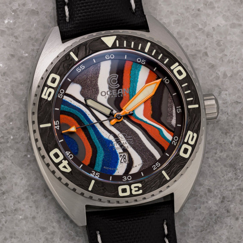 Ocean Crawler Core Diver - Fordite - Unique piece - Rev Star - Ocean Crawler Watch Co.