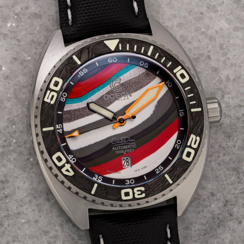 Ocean Crawler Core Diver - Fordite - Unique piece - Torque Titan - Ocean Crawler Watch Co.