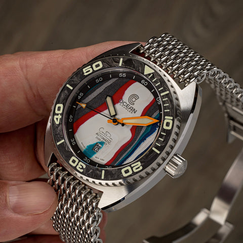 Ocean Crawler Core Diver - Fordite - Unique piece - Turbo Legacy - Ocean Crawler Watch Co.