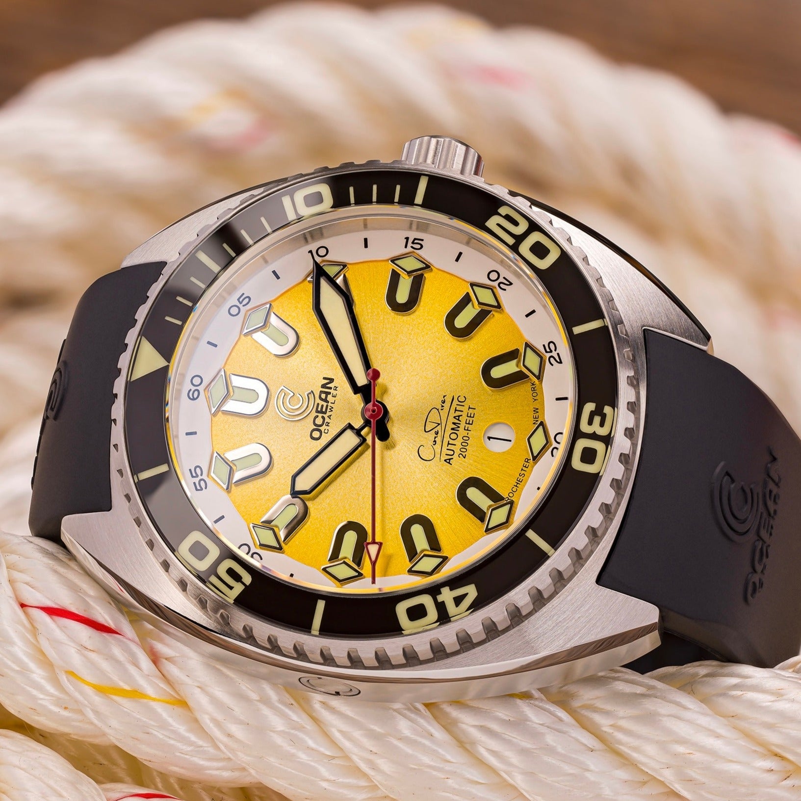 Ocean Crawler Core Diver - Yellow Refractor - Sample - Ocean Crawler Watch Co.