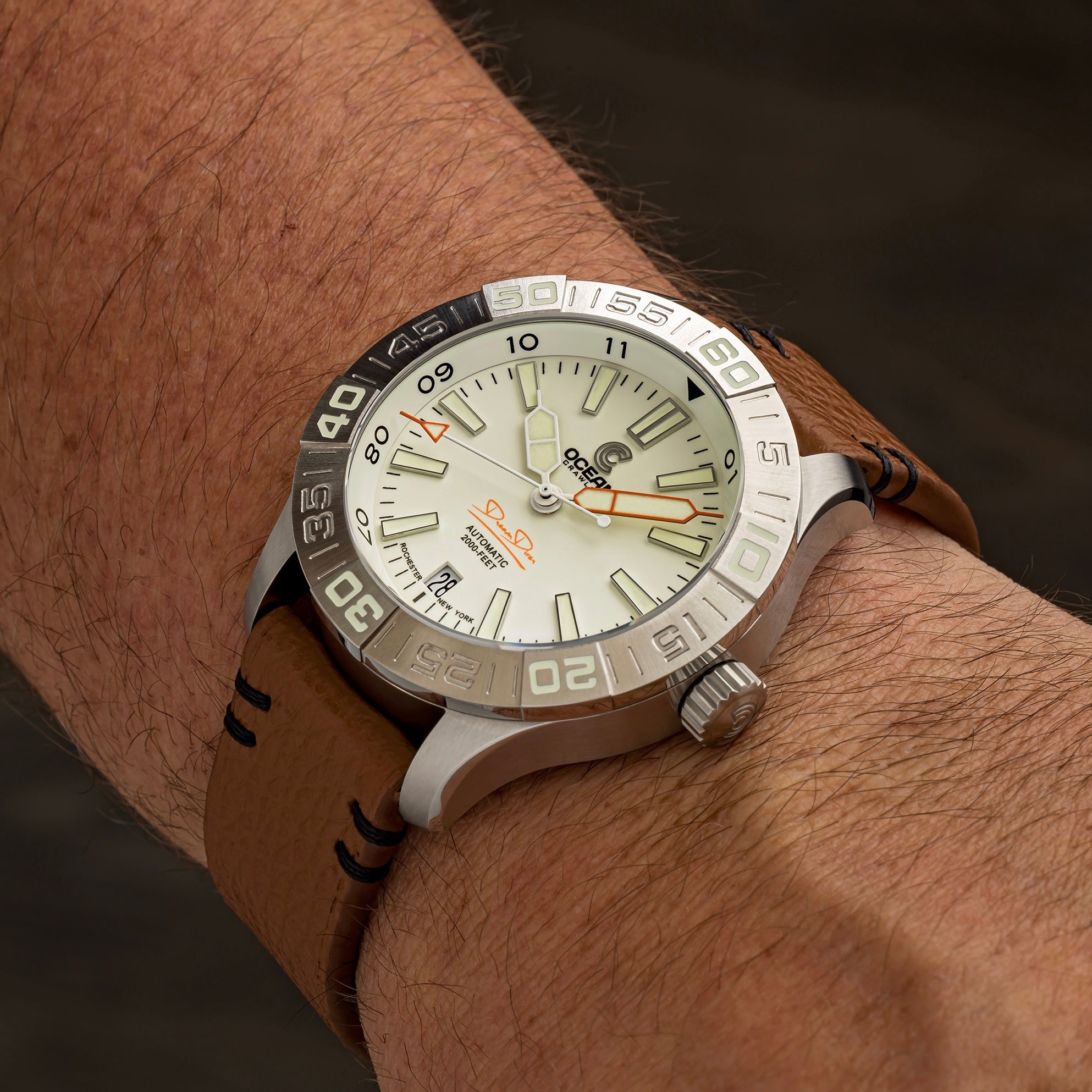 Dream Diver 2025 - Coastal Frost White – Ocean Crawler Watch Co.