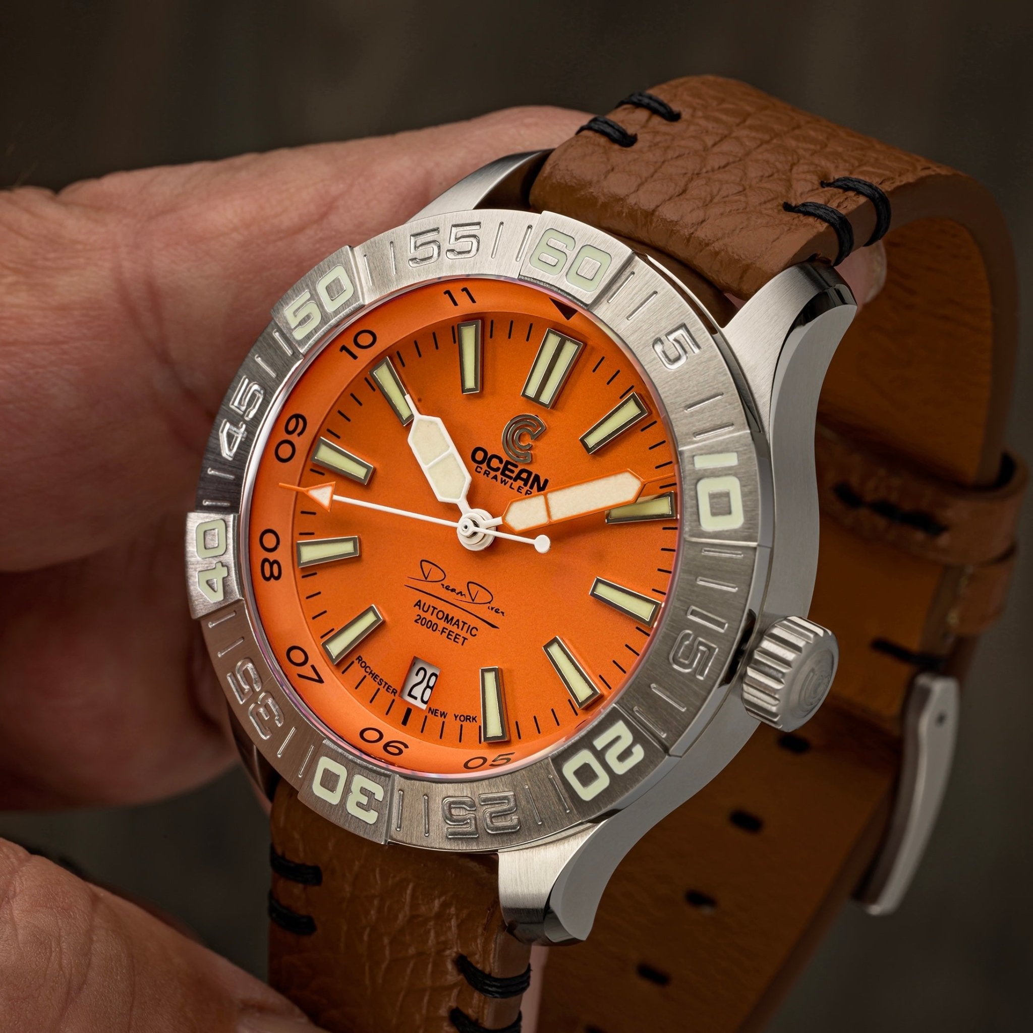 Dream Diver 2025 - Solar Flare Orange – Ocean Crawler Watch Co.