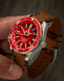 Ocean Crawler Ocean Navigator - Red V3 - Titanium - Ocean Crawler Watch Co.