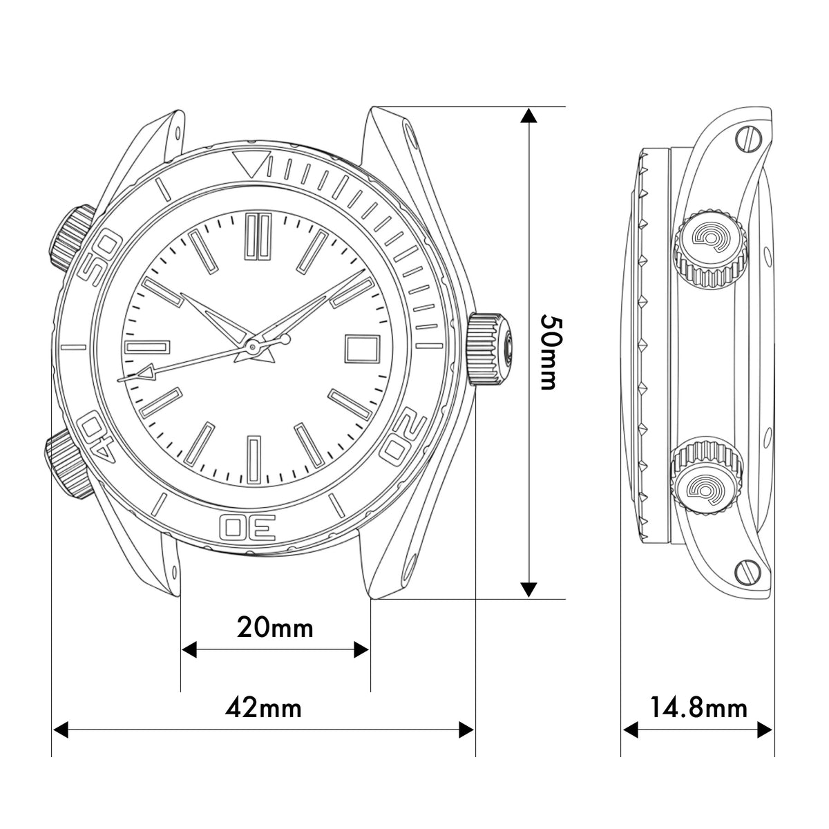 Ocean Crawler Ocean Navigator - Red V3 - Titanium - Ocean Crawler Watch Co.