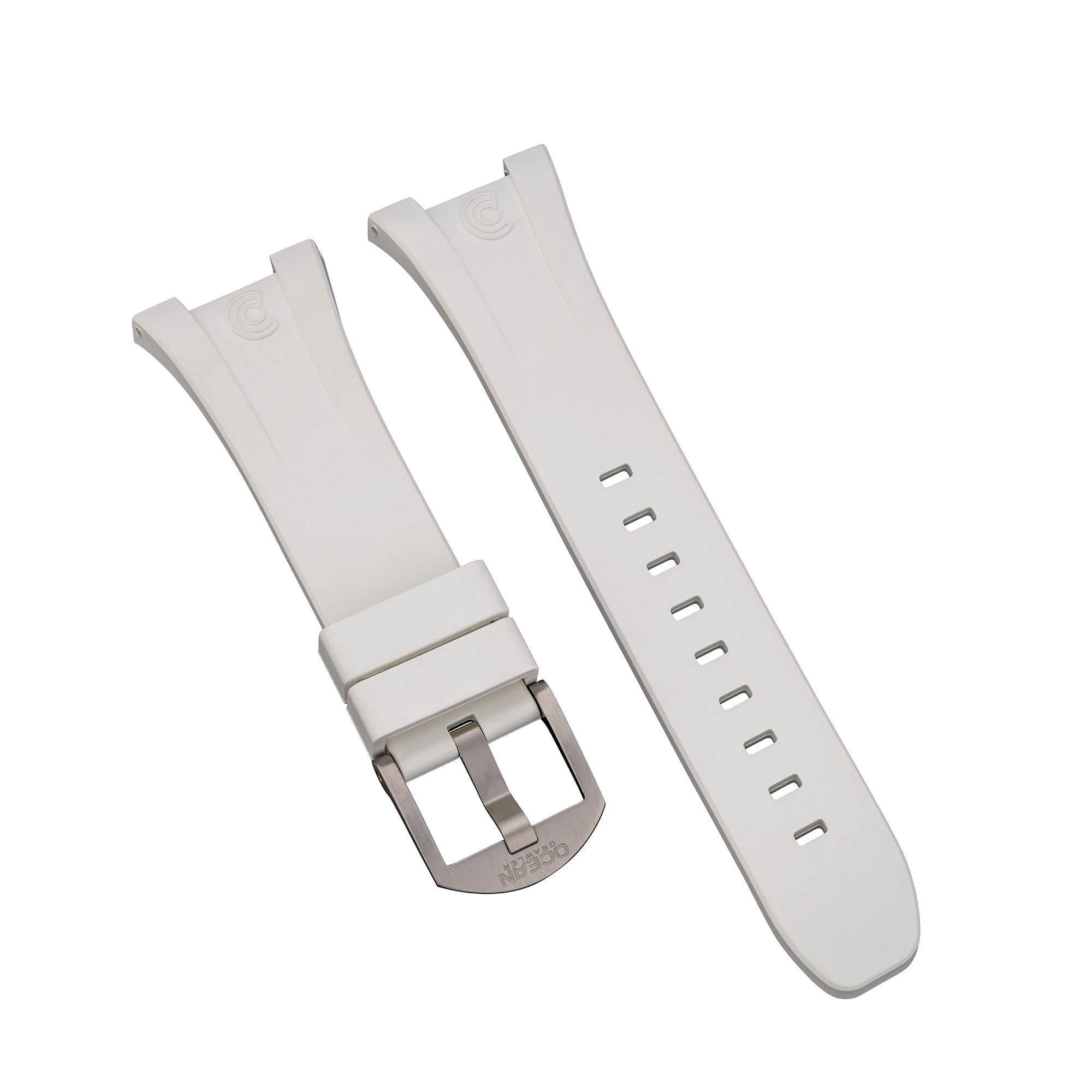 White Integrated Rubber Strap for Bolt - SS Buckle - Ocean Crawler Watch Co.