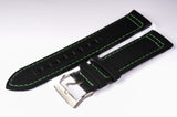 Black Canvas With Green Stitching Strap - 22mm - Ocean Crawler Watch Co.