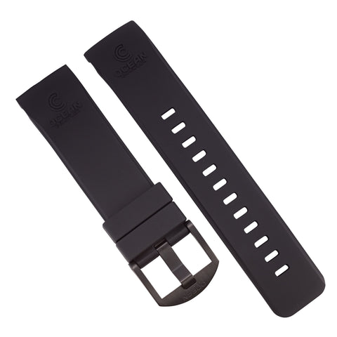 Black Fitted Rubber Strap for Core Diver - DLC Buckle - 22mm - Ocean Crawler Watch Co.