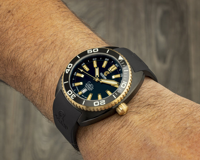 Black Fitted Rubber Strap for Core Diver - DLC Buckle - 22mm - Ocean Crawler Watch Co.