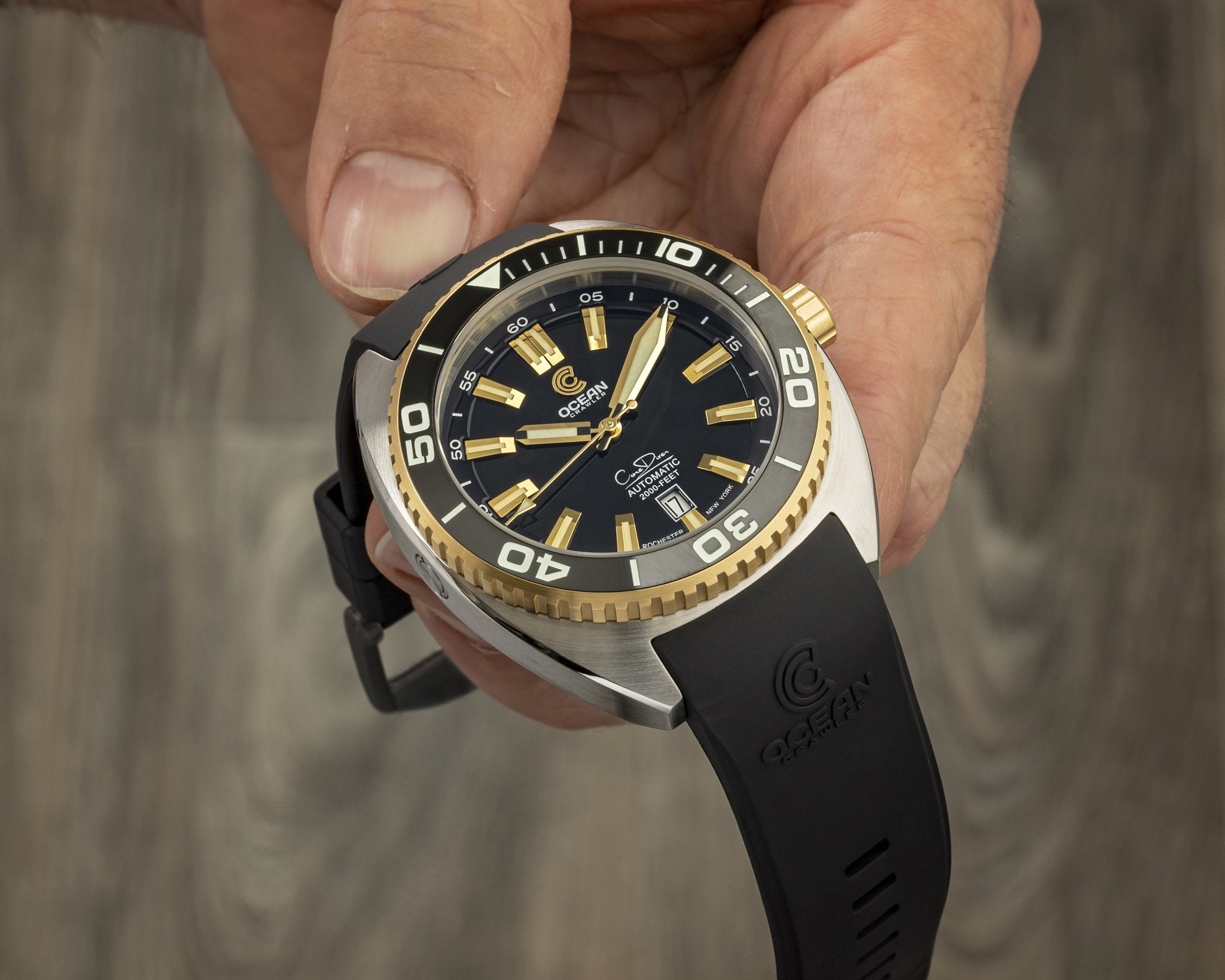 Black Fitted Rubber Strap for Core Diver - SS Buckle - 22mm - Ocean Crawler Watch Co.