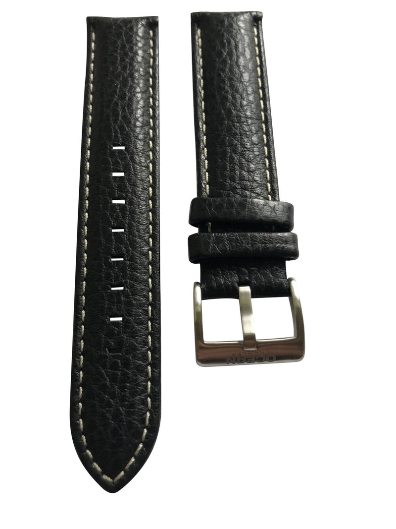Black leather strap with signed stainless steel buckle for the Ocean Navigator - 20mm - Ocean Crawler Watch Co.