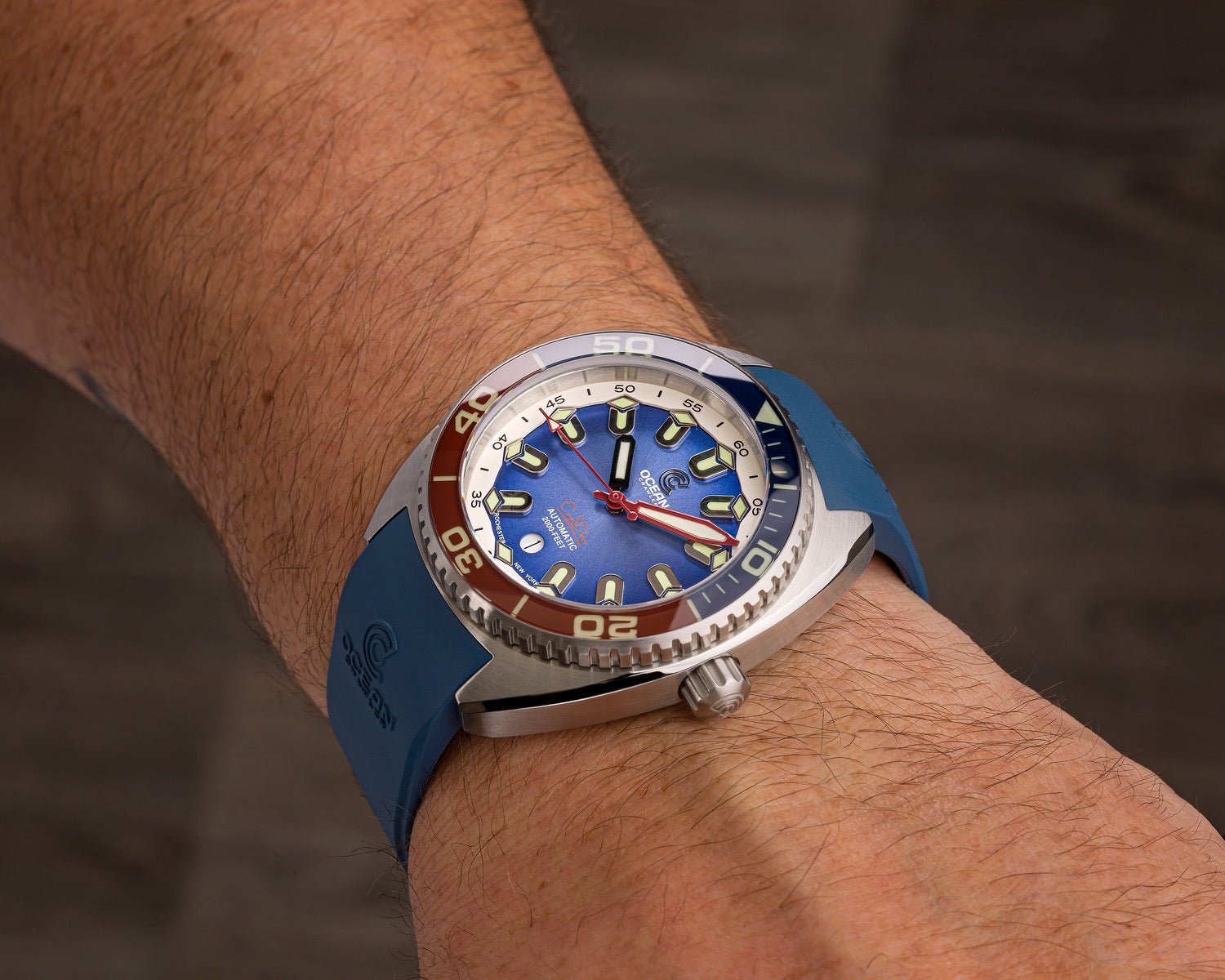 Blue Fitted Rubber Strap for Core Diver - SS Buckle - 22mm - Ocean Crawler Watch Co.