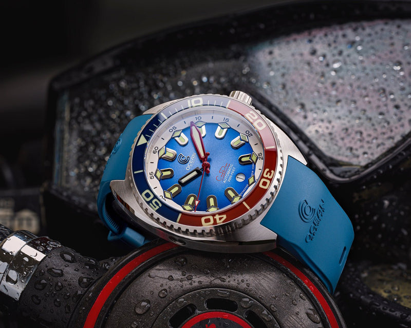Blue Fitted Rubber Strap for Core Diver - SS Buckle - 22mm - Ocean Crawler Watch Co.
