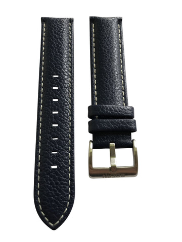Blue leather strap with signed stainless steel buckle for the Ocean Navigator - 20mm - Ocean Crawler Watch Co.