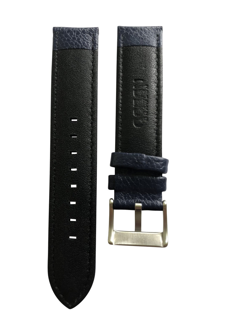 Blue leather strap with signed stainless steel buckle for the Ocean Navigator - 20mm - Ocean Crawler Watch Co.