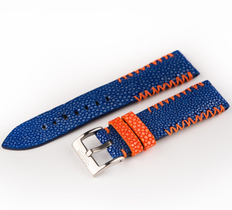 Blue Stingray Leather Strap - 22mm - Ocean Crawler Watch Co.