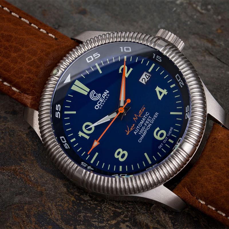 Brown Leather Band With Signed Stainless Steel Buckle - 22mm - Curved Lugs - Ocean Crawler Watch Co.