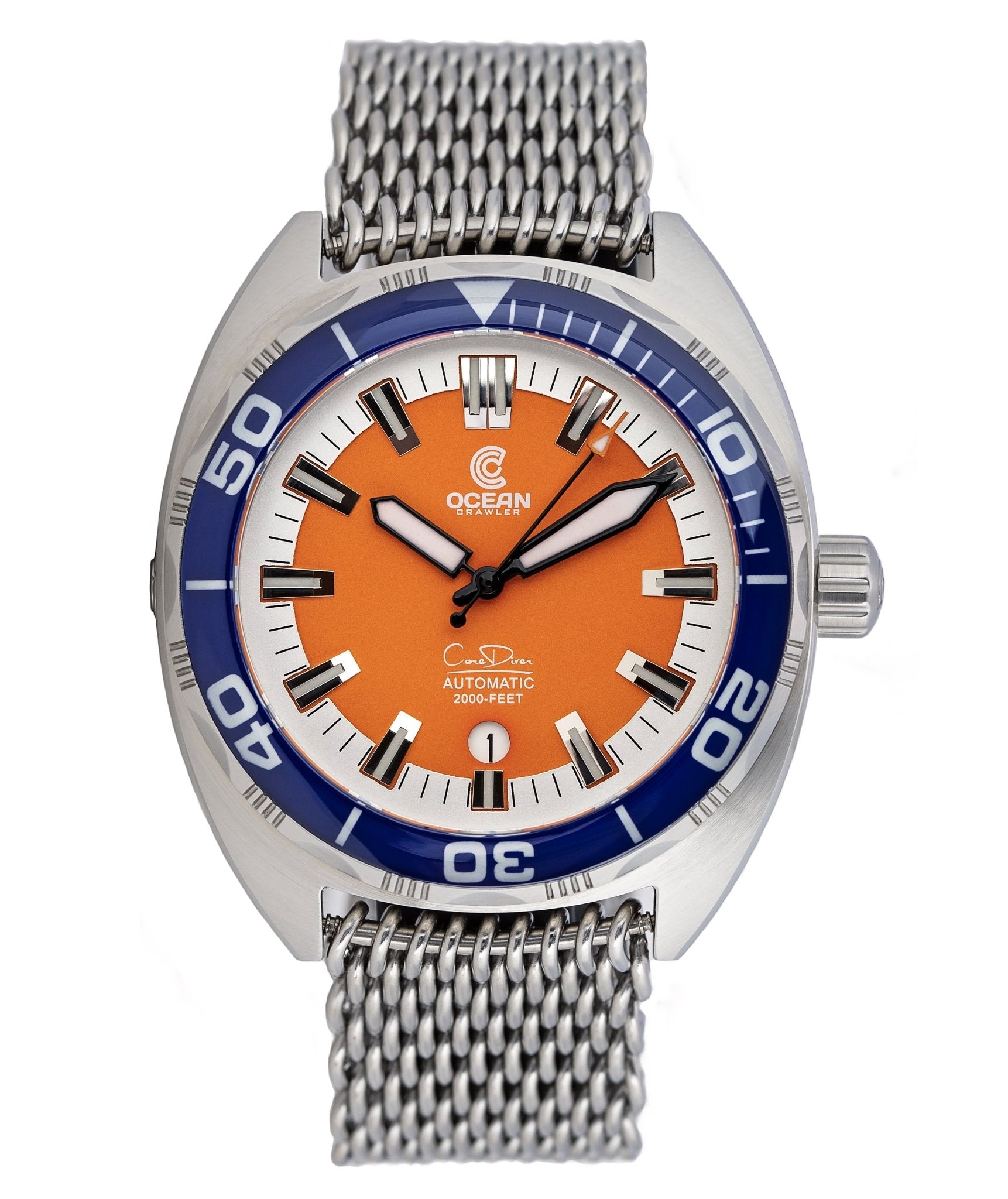 Custom Made to Order Orange Core Diver- Full Kit - Ocean Crawler Watch Co.