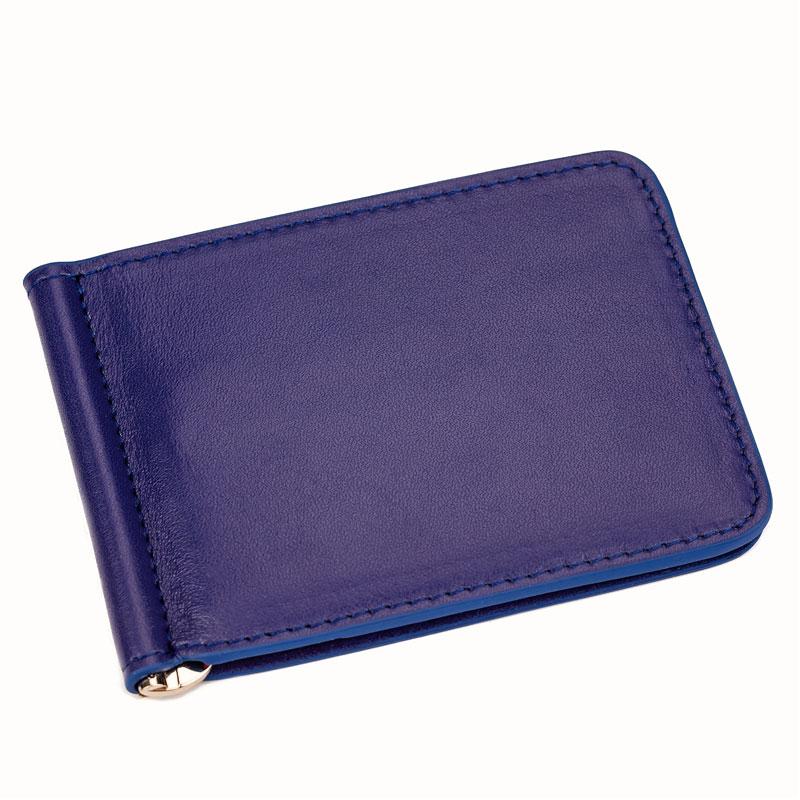 Ocean Crawler Blue Leather Slim Wallet and Money Clip - Ocean Crawler Watch Co.