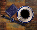 Ocean Crawler Blue Leather Slim Wallet and Money Clip - Ocean Crawler Watch Co.