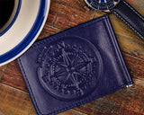 Ocean Crawler Blue Leather Slim Wallet and Money Clip - Ocean Crawler Watch Co.