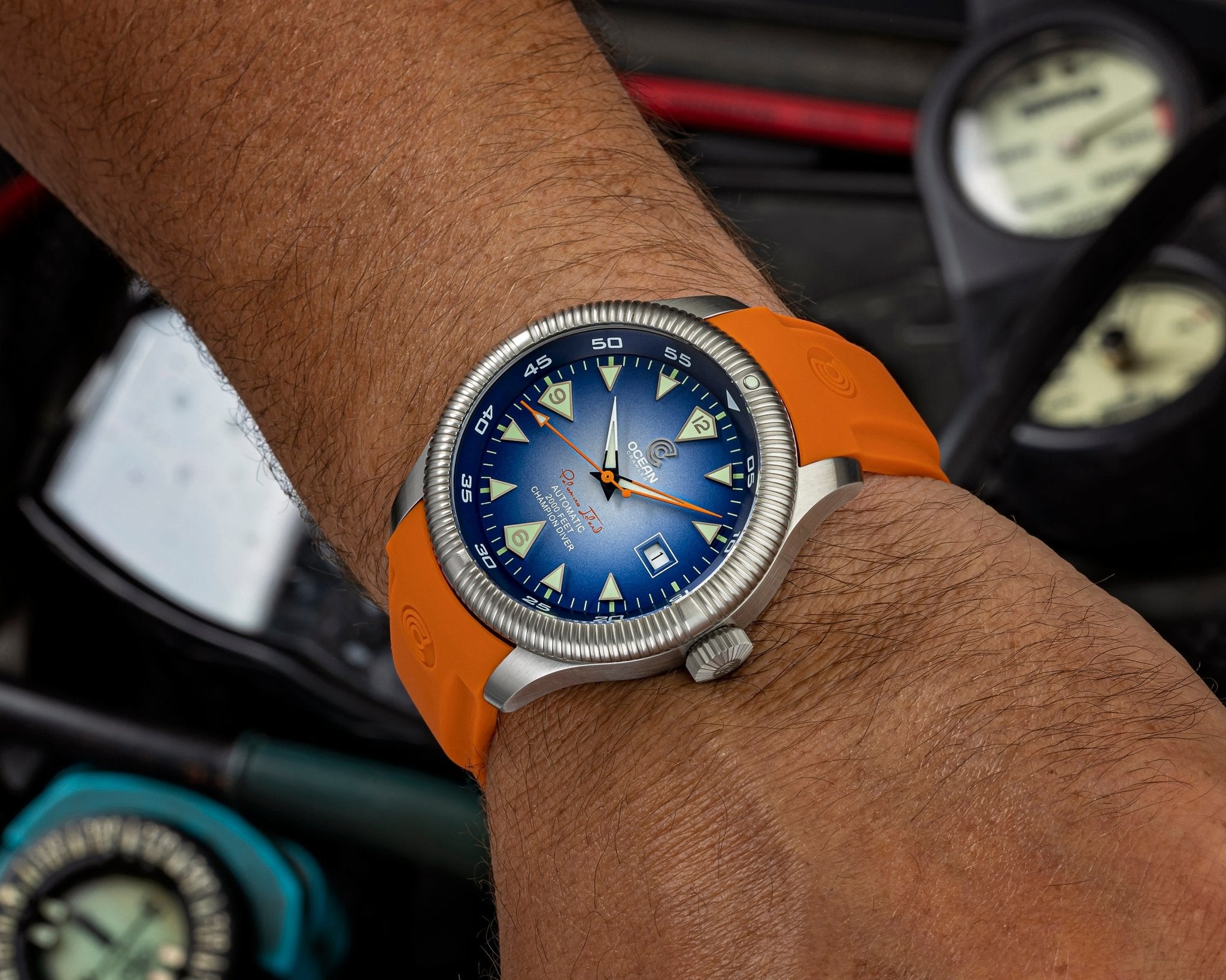 Ocean Crawler Champion Diver - Blue Textured - Sample - Ocean Crawler Watch Co.