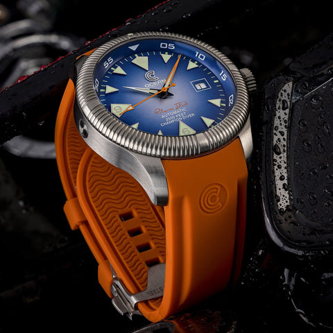 Ocean Crawler Champion Diver - Blue Textured - Sample - Ocean Crawler Watch Co.